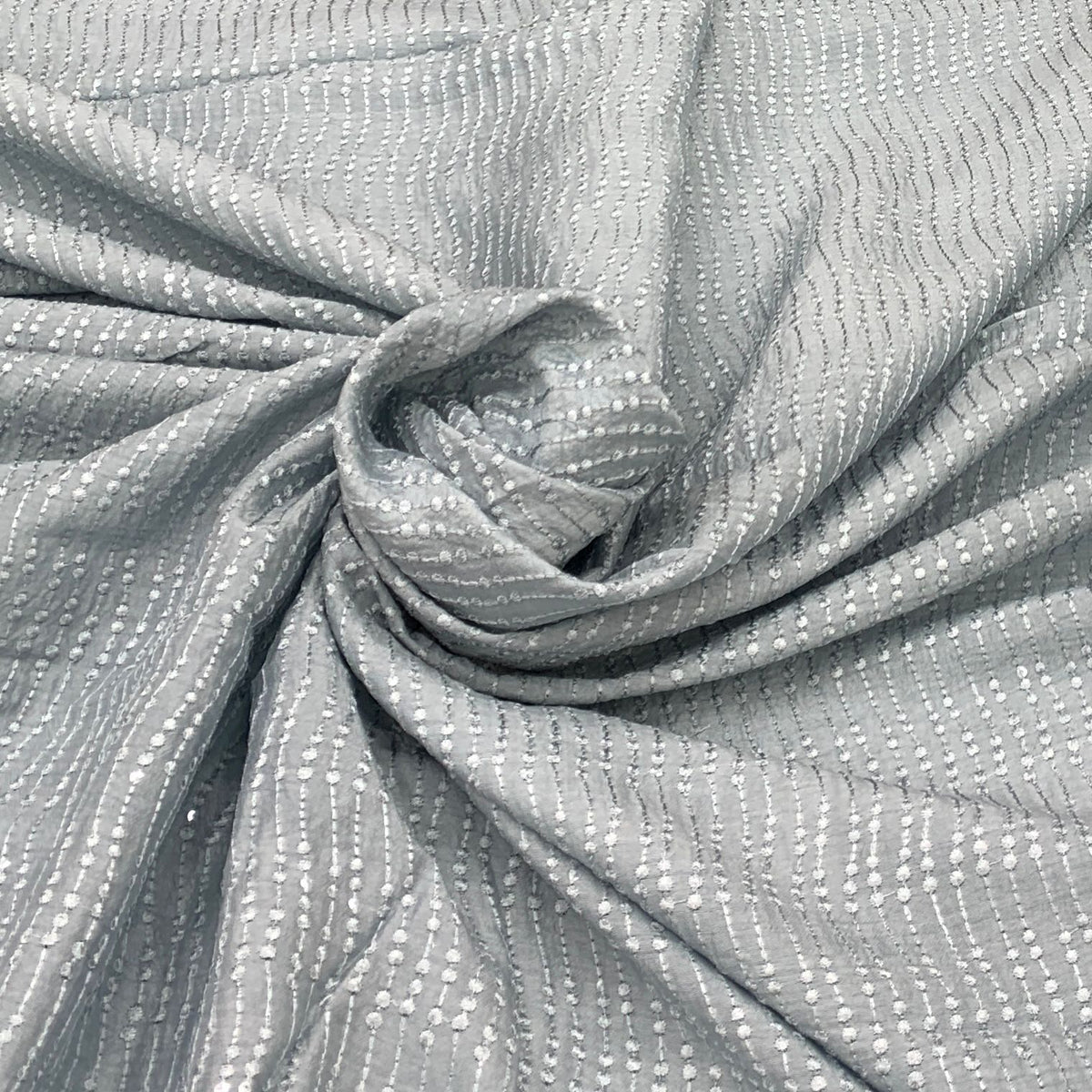 Pastel Blue Slub Silk Embroidery