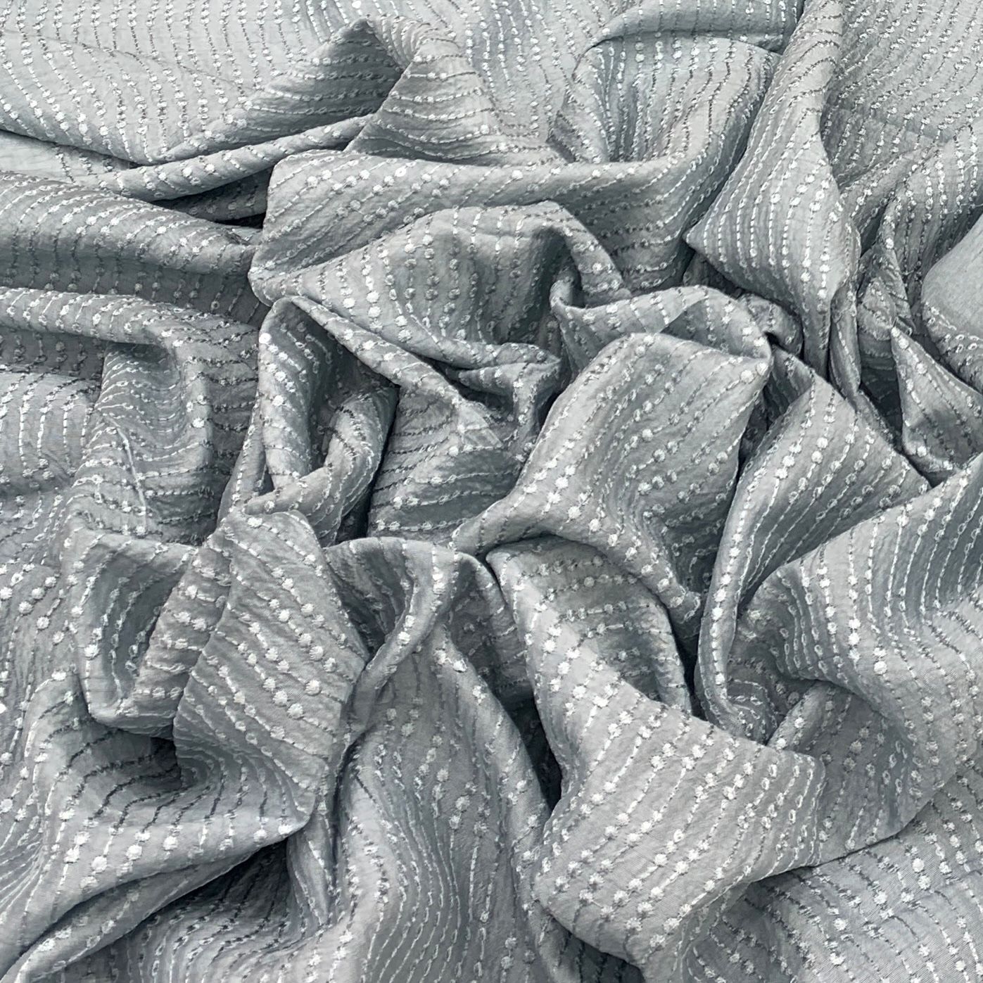 Pastel Blue Slub Silk Embroidery