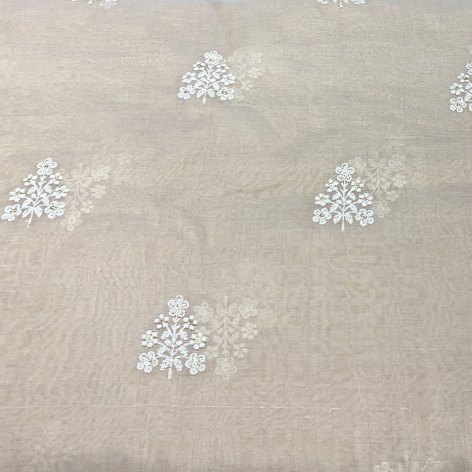 Beige Flower Chanderi Embroidery