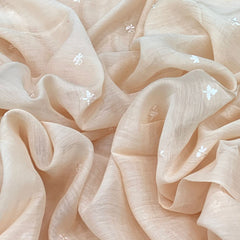 Light Peach Mul Chanderi Thread Embroidery