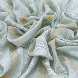 Sea Green Mul Chanderi Sequins Thread Embroidery