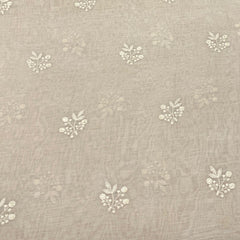 Light Gold Mul Chanderi Sequins Thread Embroidery