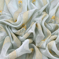 Sea Green Flower Mul Chanderi Embroidery