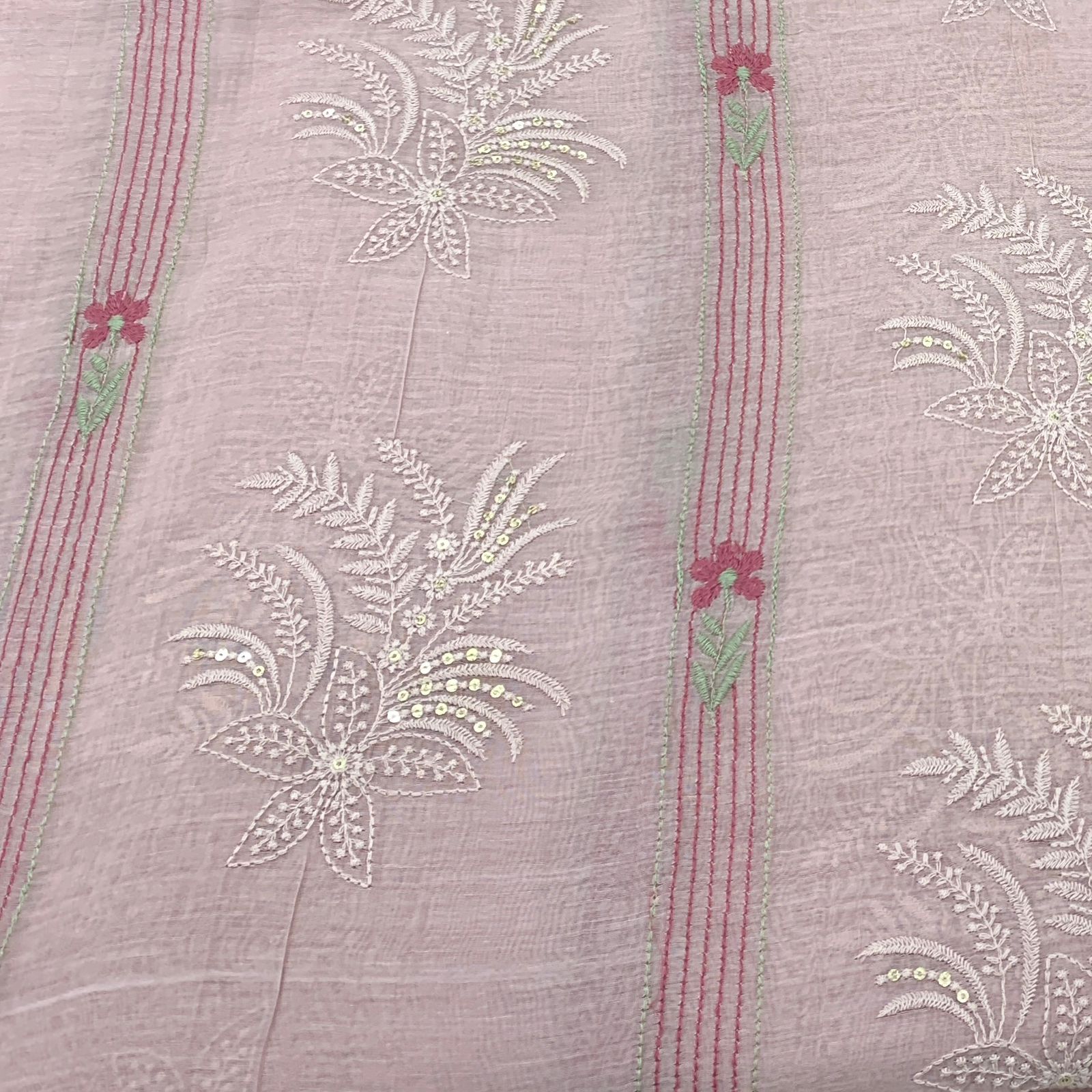 Pastel Onion Pink Flower Mul Chanderi