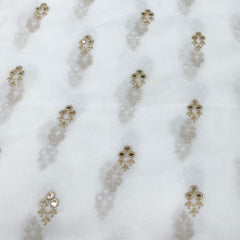 White Georgette Mirror Zari Embroidery