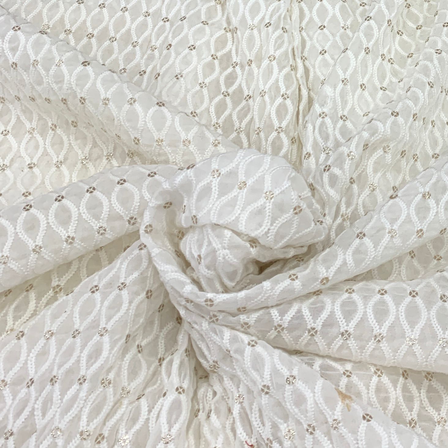 White Georgette Thread Embroidery