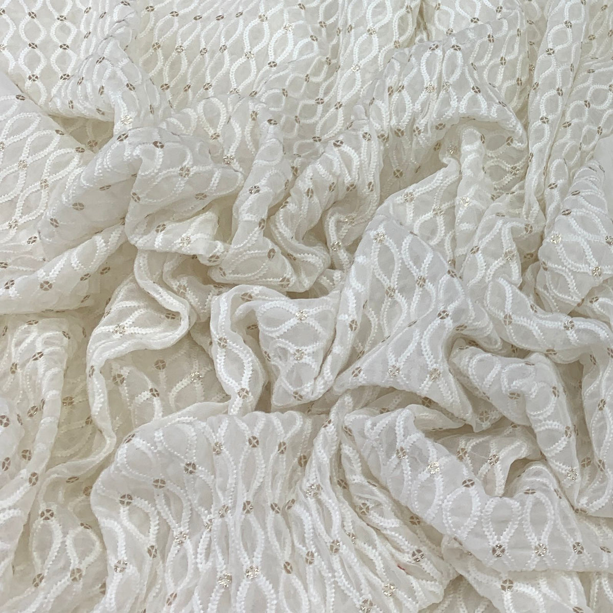 White Georgette Thread Embroidery