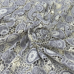Light Purple Crepe Cutwork Embroidery