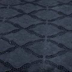 Black Crepe Cutwork Floral Embroidery