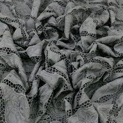 Black Crepe Cutwork Floral Embroidery
