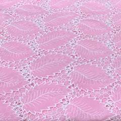 Pink Crepe Cutwork Leaf Embroidery