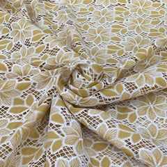 Mustard Yellow Crepe Cut Work Embroidery