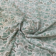 Green Crepe Cutwork Floral Embroidery