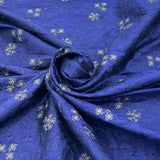 Navy Blue Pure Raw Silk Embroidery