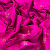 Bright Pink Pure Raw Silk Embroidery