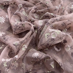 Pastel Onion Pink Pure Organza Zari Embroidery