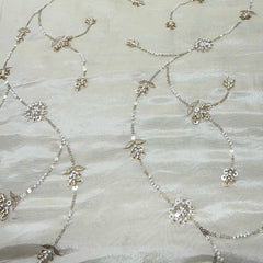 Natural Beige Tissue Cutdana Pearl Embroidery