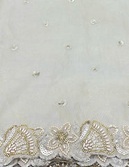 Natural Beige Tissue Sequins Embroidery