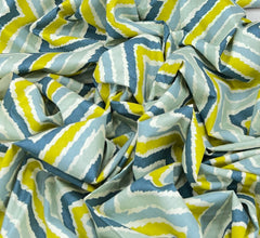 Off White And Green Blue Floral Print