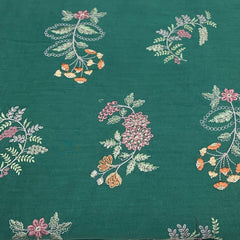 Green Floral Chanderi Thread Embroidery