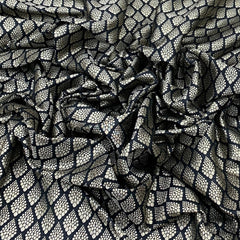 Black Silver Geometric Butti Silk Brocade
