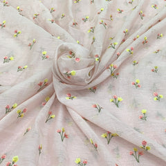 Baby Pink Mul Chanderi Thread Embroidery