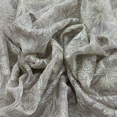 Pastel Mauve Organza Zari Embroidery