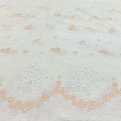 White Peach Cotton Sequins Thread Embroidery