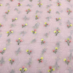 Baby Pink Mul Chanderi Thread Embroidery