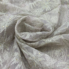 Pastel Mauve Organza Zari Embroidery