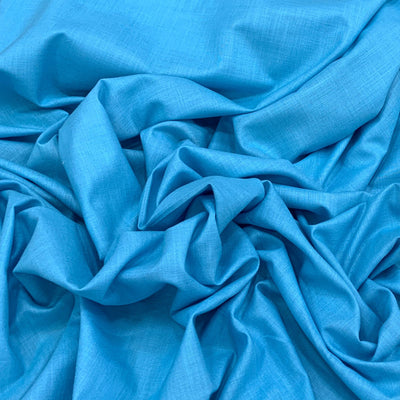 Firozi Blue Plain Cotton Matka Fabric