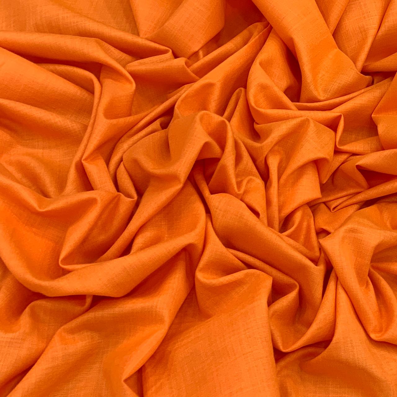 Dark Orange Plain Cotton Matka Fabric