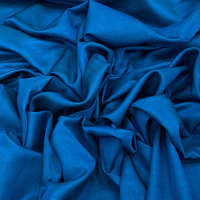 Teal Blue Plain Satin Linen Fabric