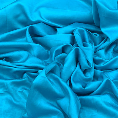 Firozi Blue Plain Satin Linen Fabric