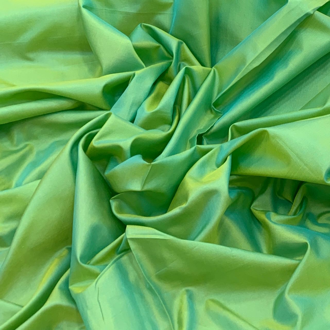 Two Tone Green Plain Pure Silk Fabric