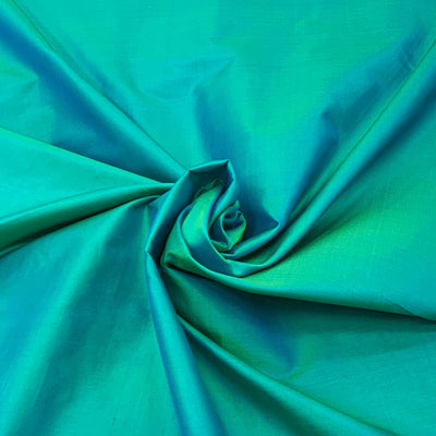 Two Tone Sea Green Plain Pure Silk Fabric