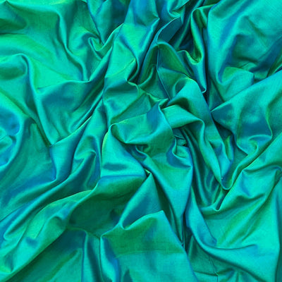 Two Tone Sea Green Plain Pure Silk Fabric