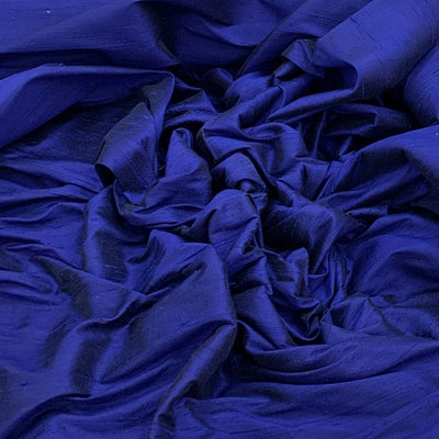 Navy Blue Plain Raw Silk Fabric