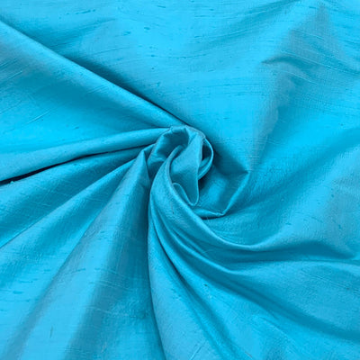 Firozi Blue Plain Raw Silk Fabric