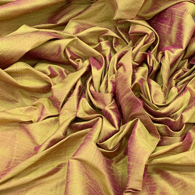 Gold Pink Plain Raw Silk Fabric