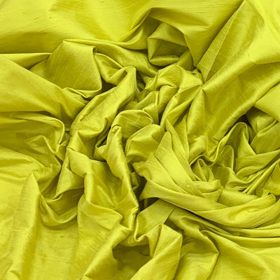 Lime Green Plain Raw Silk Fabric