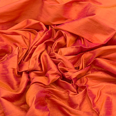 Light Orange Plain Raw Silk Fabric