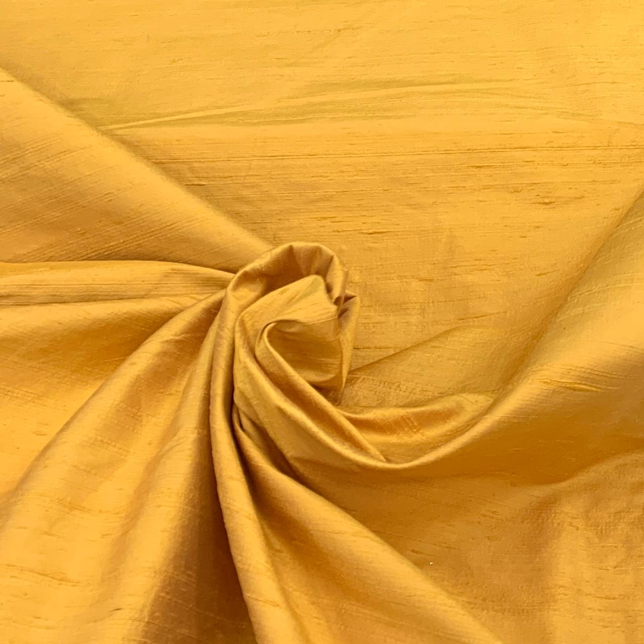 Mustard Yellow Plain Raw Silk Fabric
