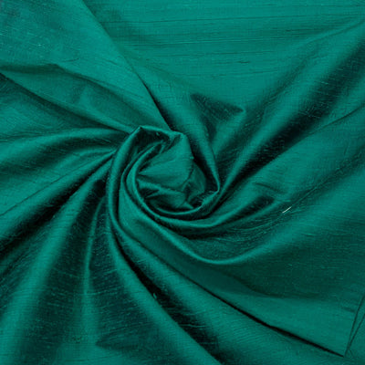 Bottle Green Plain Raw Silk Fabric