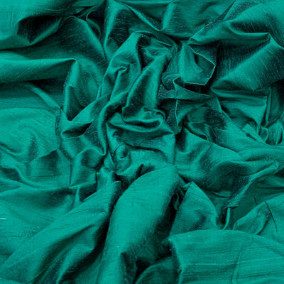 Bottle Green Plain Raw Silk Fabric