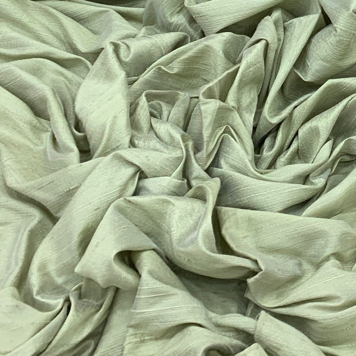 Tea Green Plain Raw Silk Fabric