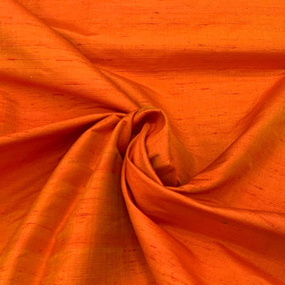 Dark Orange Plain Raw Silk Fabric
