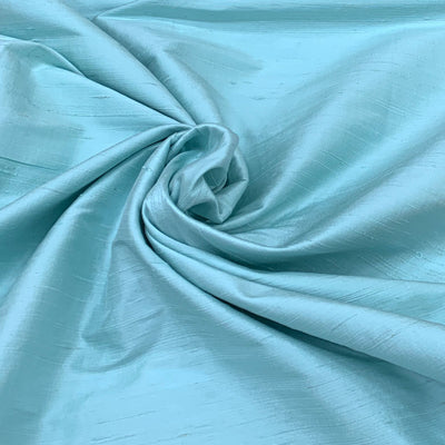 Aqua Blue Plain Raw Silk Fabric