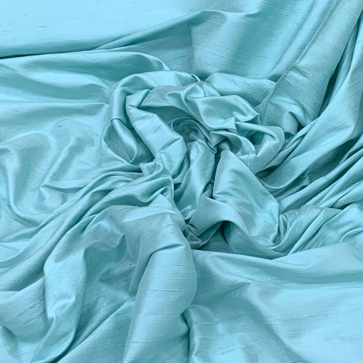 Aqua Blue Plain Raw Silk Fabric