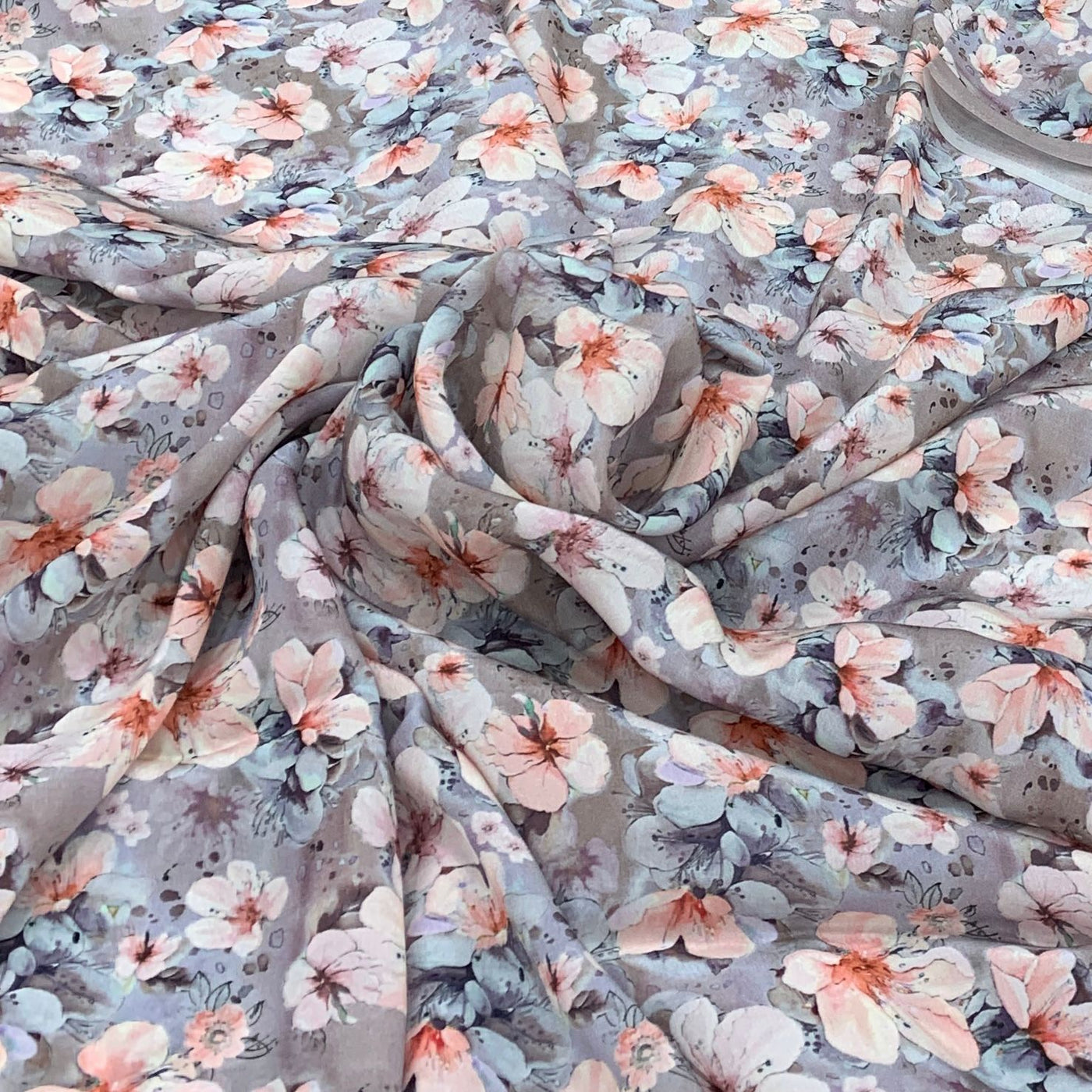 Light Pink Design Crepe Printed Fabric